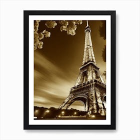 Eiffel Tower In Sepia Art Print