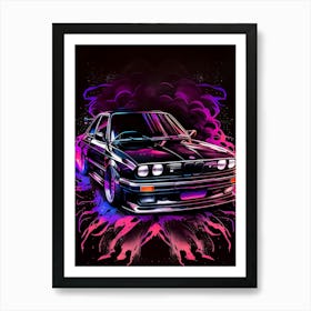 Bmw M3 Muscle Smoke Drift Retro Racing vintage classic Car Art Print