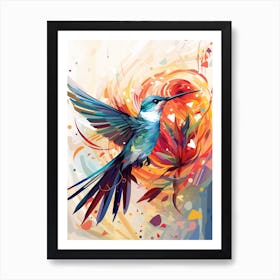 Bird Painting Collage Hummingbird 3 Art Print