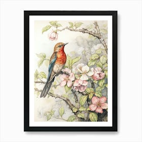 Storybook Animal Watercolour Hummingbird Art Print