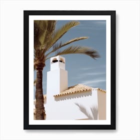 White House With Palms Retro Summer Photography 1 Art Print