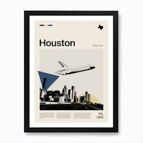 Mid Century Houston Travel Art Print