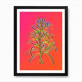 Neon Narrow Leaved Spider Flower Botanical in Hot Pink and Electric Blue n.0412 Art Print