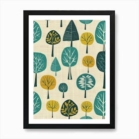 Trees On A Beige Background Art Print