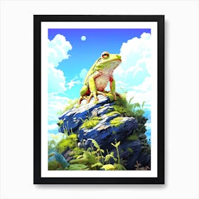 Frog On A Rock Art Print