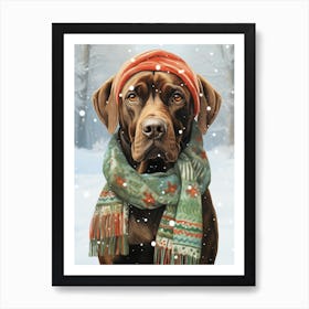 Boxer Wearing A Christmas Scarf Art Print