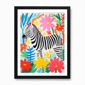 Colourful Kids Animal Art Zebra 5 Art Print