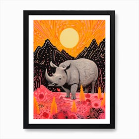 Rhino In The Mountains 1 Art Print