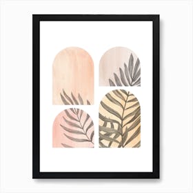Set Of Four Watercolor arches and Leaves Art Print
