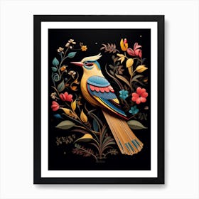 Folk Bird Illustration Cedar Waxwing 2 Art Print