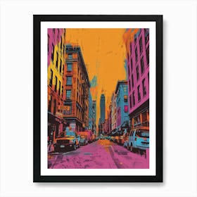 Soho District New York Colourful Silkscreen Illustration 4 Art Print