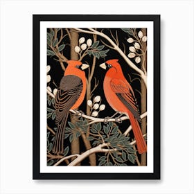 Art Nouveau Birds Poster Cardinal 2 Art Print