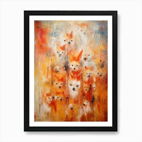 Foxes Abstract Expressionism 1 Art Print