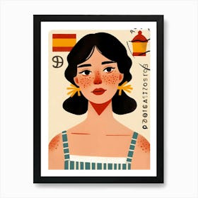 Pretty Spanish Girl Portrait Art Print