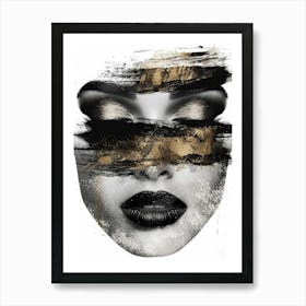 Black And Gold Face Art Print