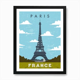 Paris, France — Retro travel minimalist poster Art Print