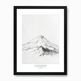 Cotopaxi Ecuador Line Drawing 3 Poster Art Print