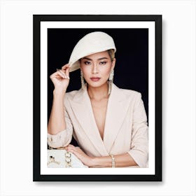 An Elegant Portrait Of A Fashion Forward Woman Embodying A Luxurious Blend Of Thai And Japanese Aes (1) Art Print