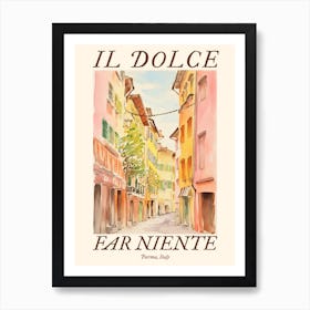 Il Dolce Far Niente Parma, Italy Watercolour Streets 2 Poster Art Print