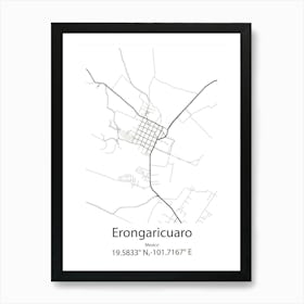 Erongaricuaro,Mexico Minimalist Map Art Print