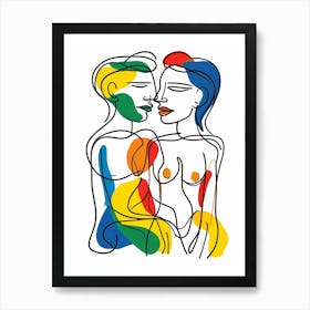 Entwined Souls in Color: Contemporary Abstract Minimalism Artwork Art Print