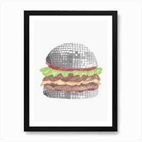 Glitter Disco Ball Burger Print Poster