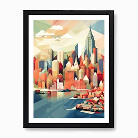 New York City View   Geometric Vector Illustration 0 Art Print