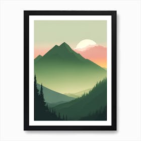 Misty Mountains Vertical Composition In Green Tone 100 Art Print