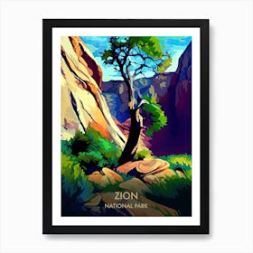 Zion National Park Travel Poster Matisse Style 2 Art Print