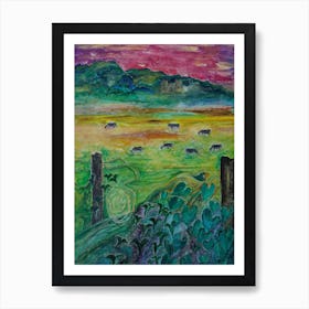 Living Room Wall Art, Sunset over North Downs Art Print