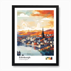 Edinburgh, United Kingdom, Geometric Illustration 3 Poster Art Print