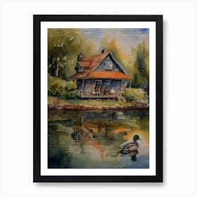 House By The Lake Wall Art Above Tv Art Print
