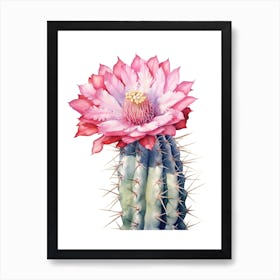 Ferocactus Cactus Watercolour Drawing 1 Art Print