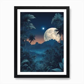 Full Moon In The Jungle 12 Art Print