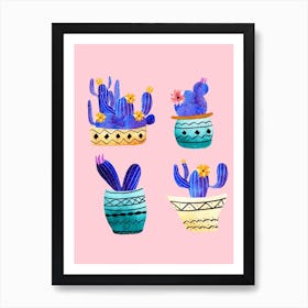 4 Cute Cactus Art Print