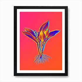 Neon Lily of the Valley Botanical in Hot Pink and Electric Blue n.0308 Art Print
