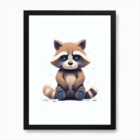 Raccoon Cute Illustration 7 Art Print