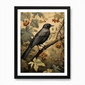 Dark And Moody Botanical Mockingbird 2 Art Print