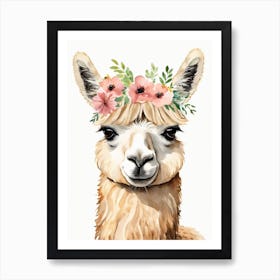 Baby Alpaca Wall Art Print With Floral Crown And Bowties Bedroom Decor (32) Art Print