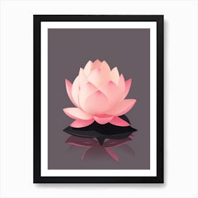 A Pink Lotus In Minimalist Style Vertical Composition 75 Art Print