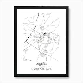 Legnica,Poland Minimalist Map Art Print