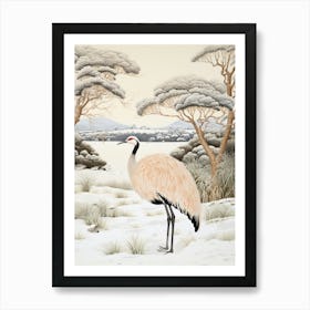 Winter Bird Painting Emu 1 Art Print