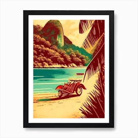 Koh Kood Thailand Vintage Sketch Tropical Destination Art Print