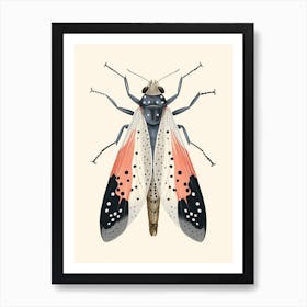 Colourful Insect Illustration Whitefly 15 Art Print