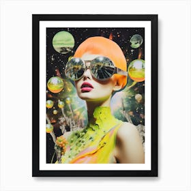 Retro Space Lady Collage 2 Art Print