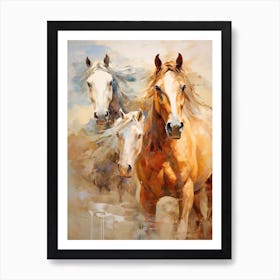 Horses Painting In Montana, Usa 4 Art Print