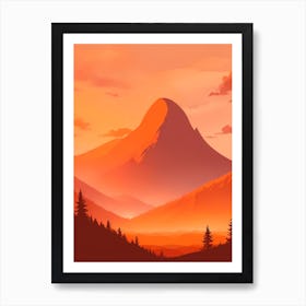 Misty Mountains Vertical Composition In Orange Tone 305 Art Print