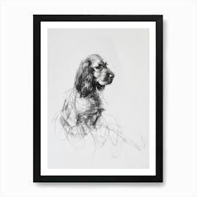 English Cocker Spaniel Dog Charcoal Line 1 Art Print