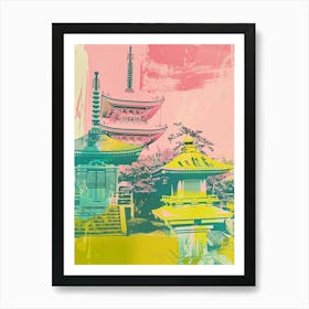 Japanese Traditional Strine Pink Silk Screen 2 Art Print