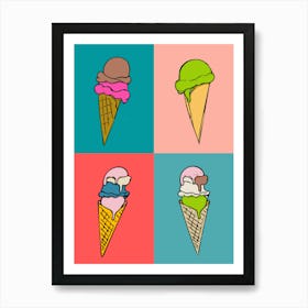 Ice Cream Cones Pop Art Art Print